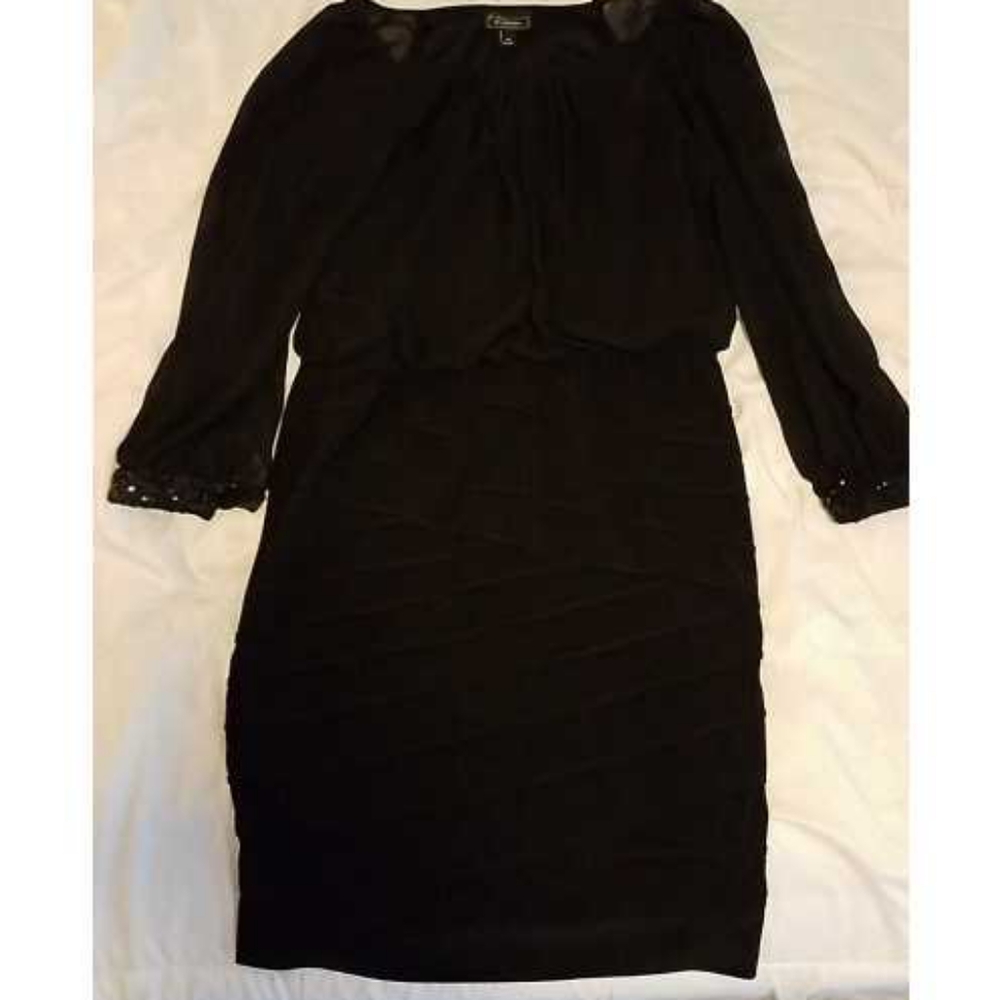 Black dress with sequins on sleeve WORN ONCE